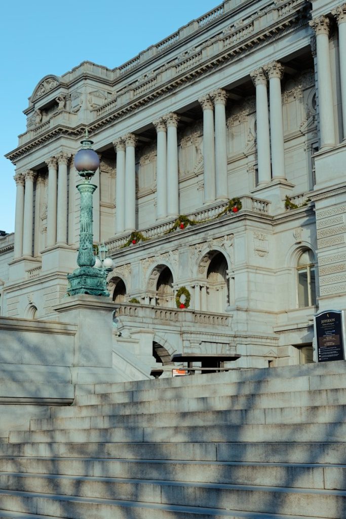 a large building with steps leading up to it
