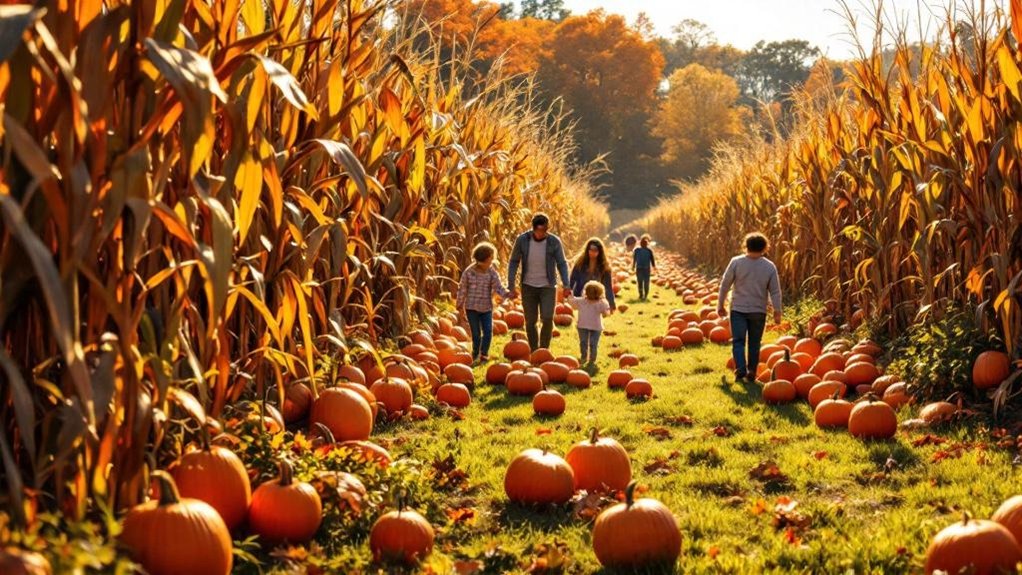 pumpkin patches and corn mazes