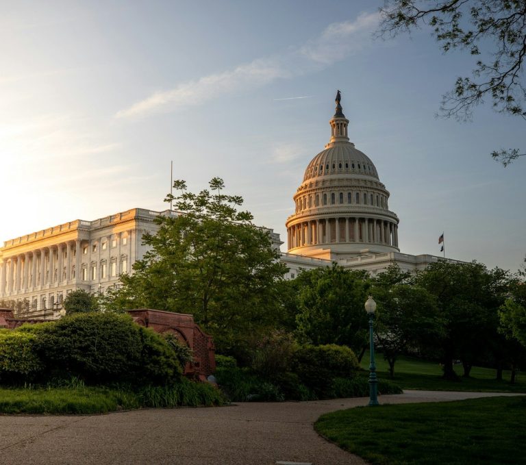 The United States Capitol building at golden hour